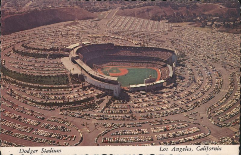 Dodger Stadium Aerial View & Terraced Parking Los Angeles California