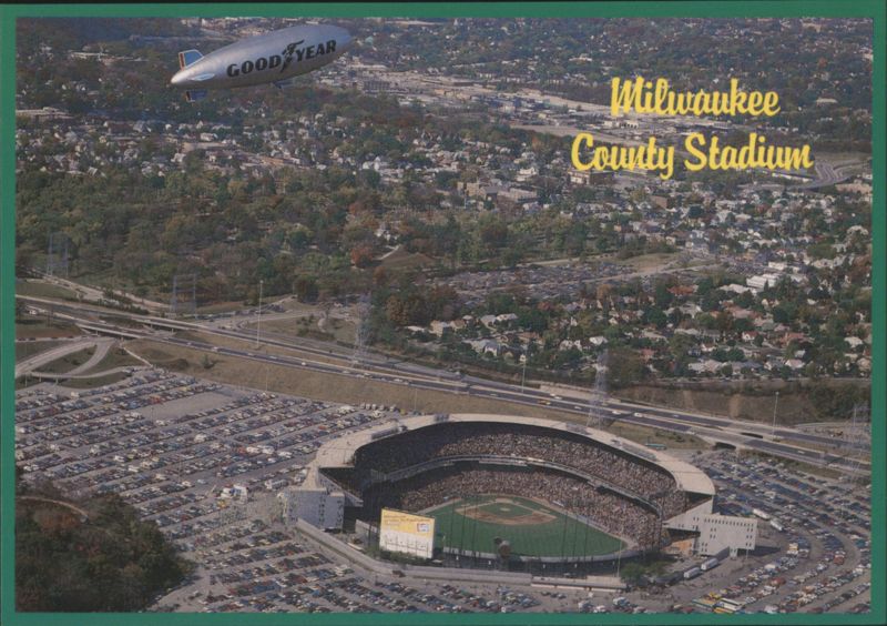 Milwaukee County Stadium, Goodyear Blimp Aerial View Wisconsin