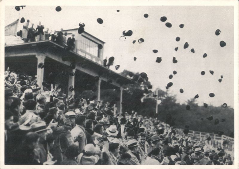 Crowd Cheering, Hats in Air - Health Plan Seminar Advertising