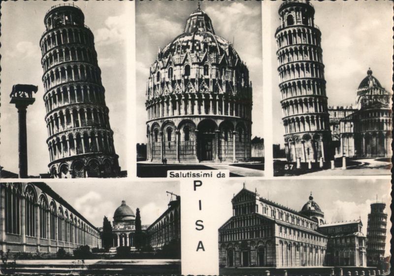 Leaning Tower, Baptistery, Cathedral Multiple Views Pisa Italy
