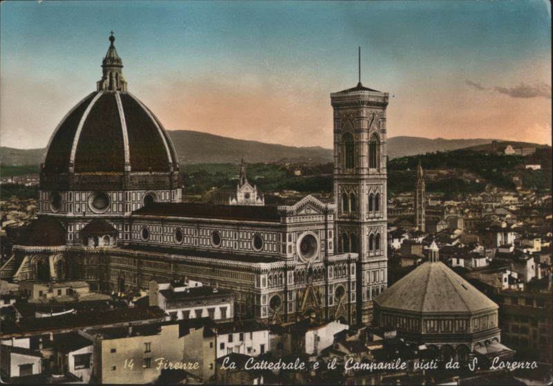 Florence Cathedral & Giotto's Campanile from S. Lorenzo Italy