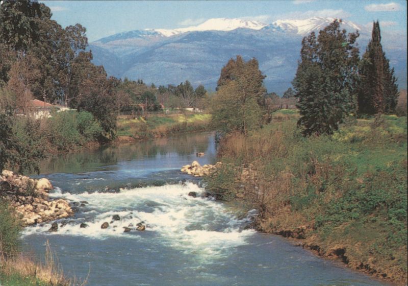 Jordan River & Mt. Hermon Covered with Snow Israel