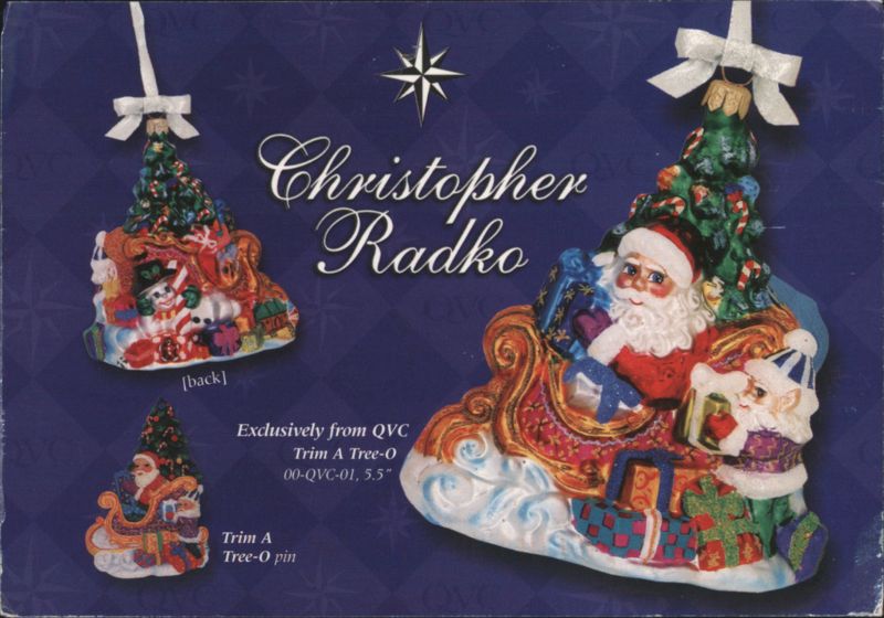 Christopher Radko Trim A Tree-O Santa Ornament & Pin QVC