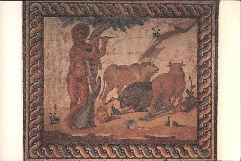 Ancient Corinth Museum: Roman Villa Mosaic, Flute Player Greece
