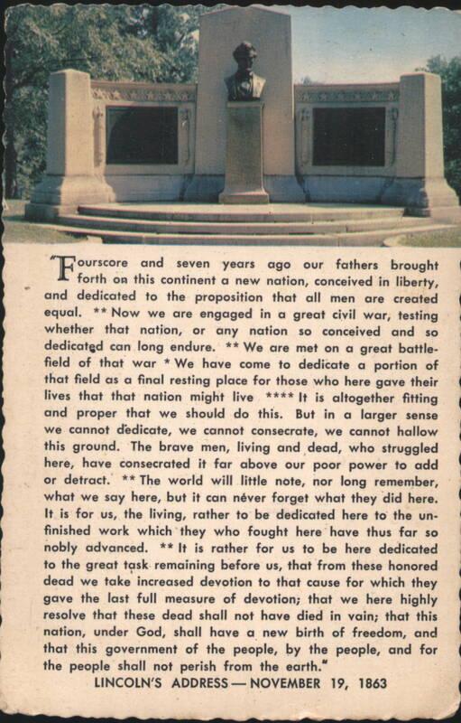Lincoln Speech Memorial, Gettysburg Address, Gettysburg PA Pennsylvania