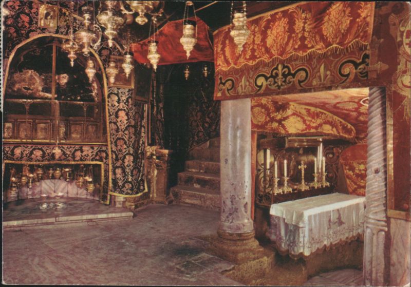 Bethlehem Grotto of the Nativity Interior, Ornate Lamps Israel