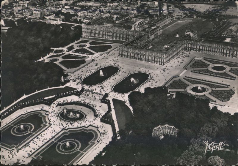 Versailles Palace, Great Fountains, Park Aerial View France