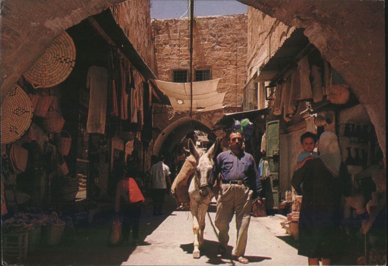 Jerusalem Old City Bazaar, Man with Donkey Israel Middle East