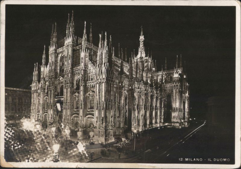 Duomo di Milano Illuminated Night View Italy A. Campassi