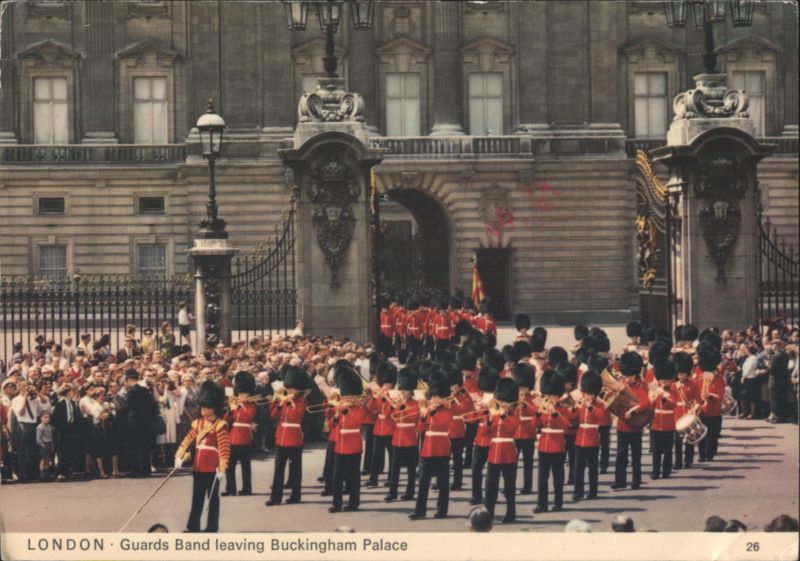 Guards Band leaving Buckingham Palace London United Kingdom