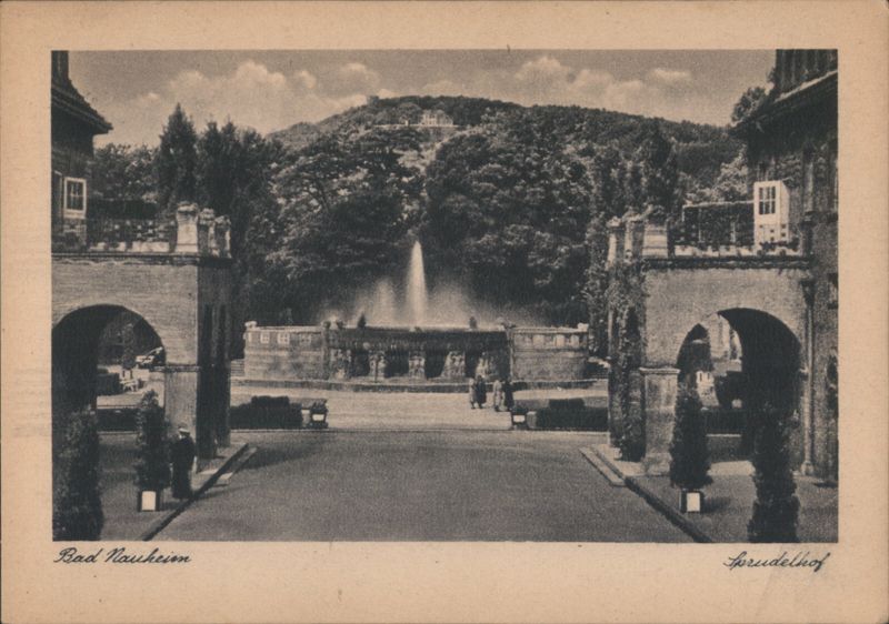 Bad Nauheim Sprudelhof Fountain & Arched Buildings Germany