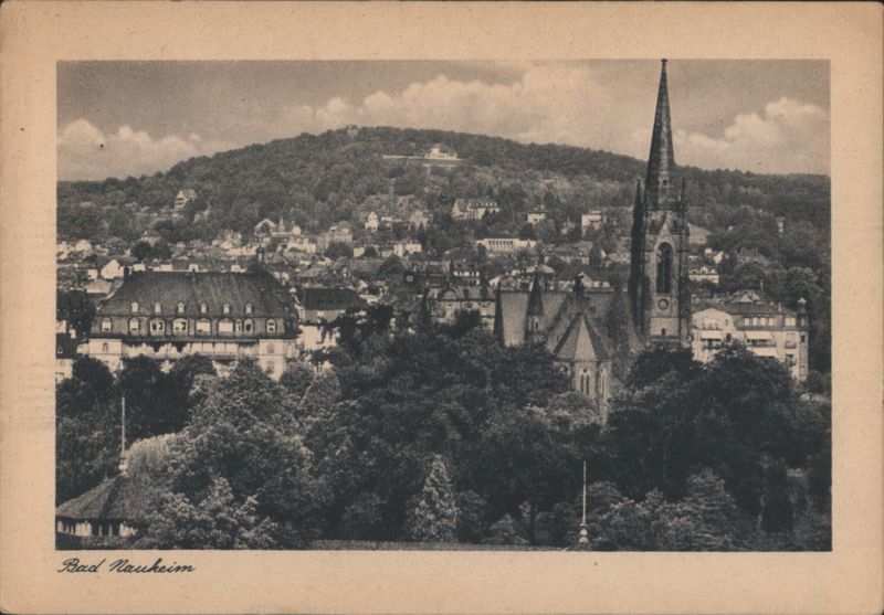 Bad Nauheim Town View with Church and Hill Germany