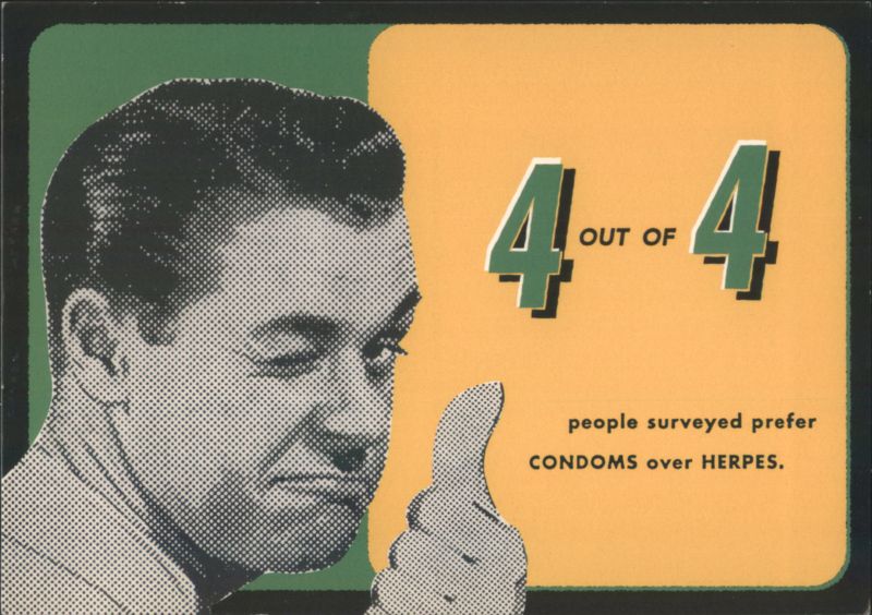 Condoms Over Herpes Public Health Message Rack Cards
