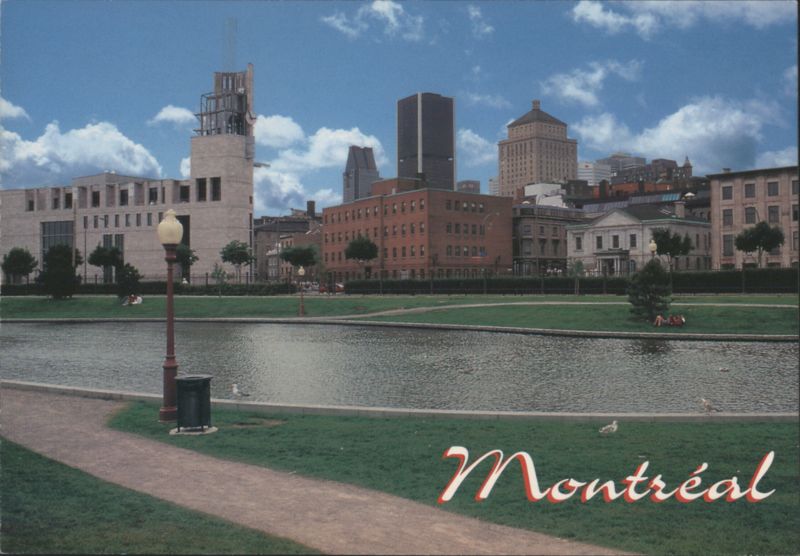 Montréal Park Pond with City Skyline QC Canada Quebec