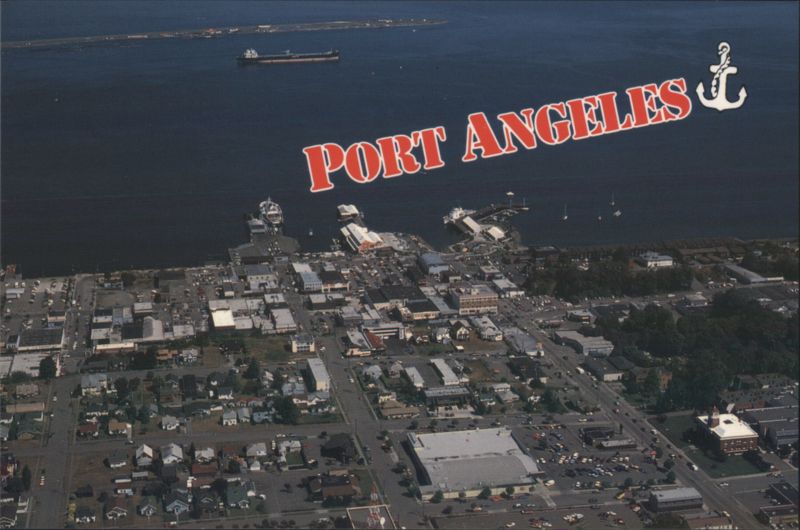 Aerial View Port Angeles Harbor Ediz Hook Straits Juan de Fuca Washington