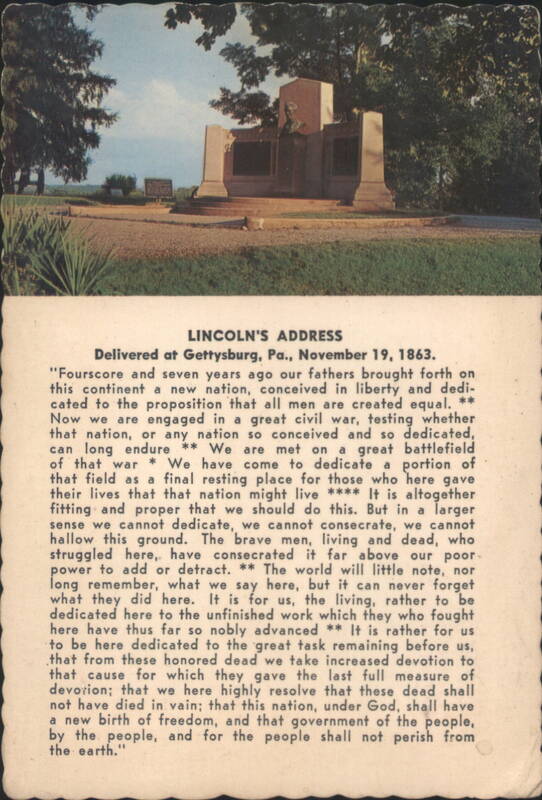Lincoln's Address Memorial, Gettysburg Address Text Pennsylvania