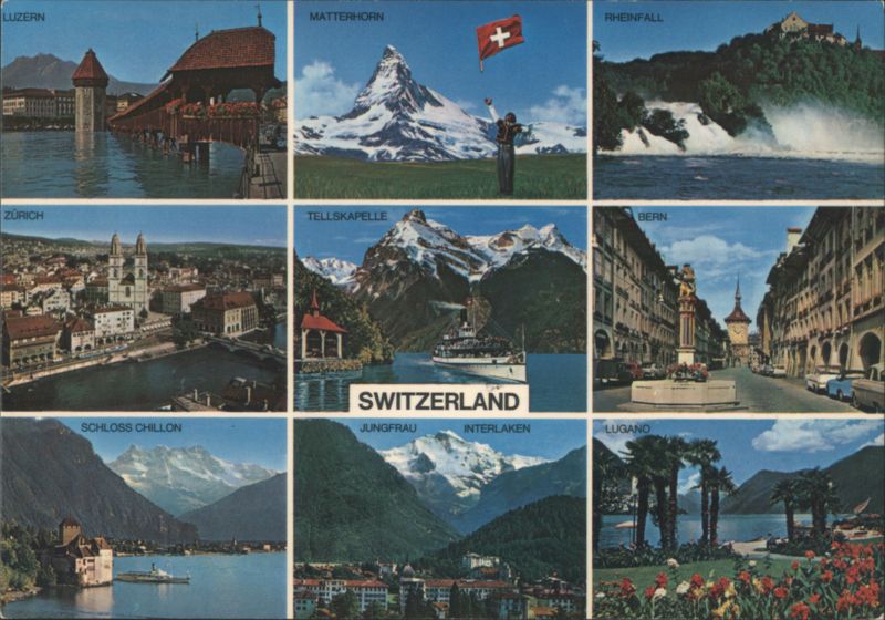Switzerland Multi-View Luzern Matterhorn Rheinfall Zurich Bern
