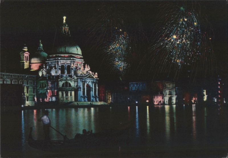Venice, Basilica di Santa Maria della Salute Night Fireworks Italy