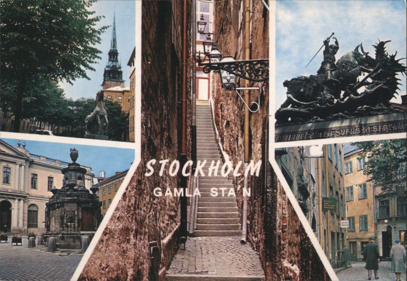 Stockholm Gamla Stan Collage, Narrow Alley, Monuments Sweden