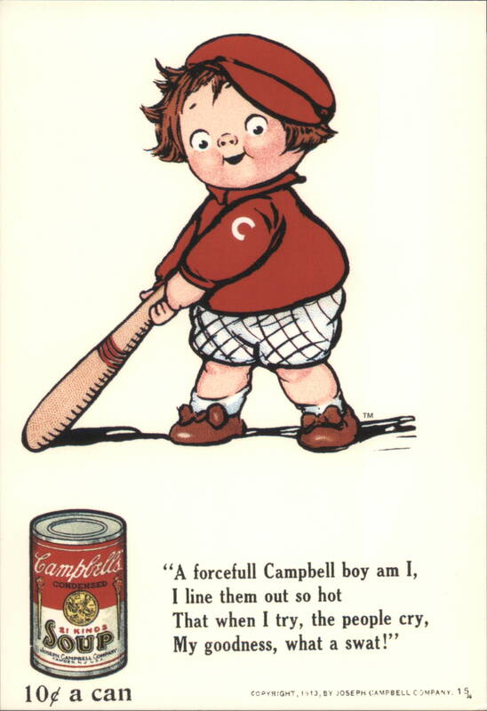Campbell Kid Baseball Player, 10¢ a can Advertising Reproductions