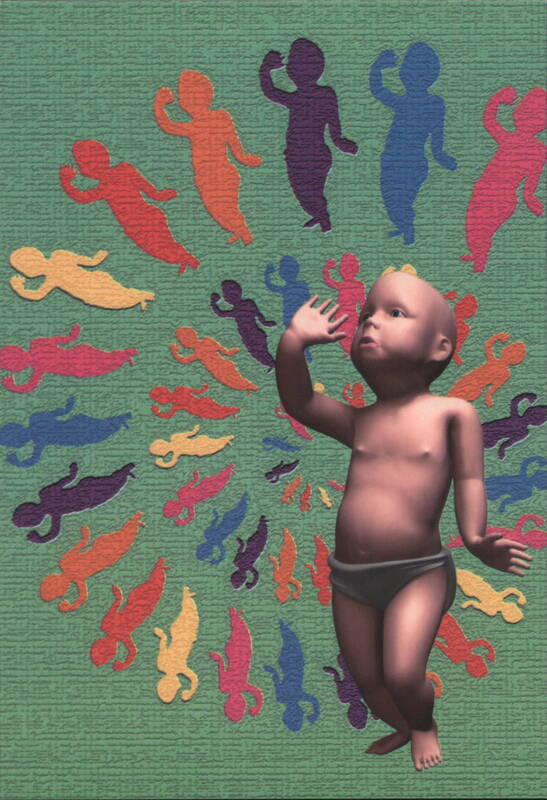 Baby in Diaper with Colorful Silhouettes Pop Art