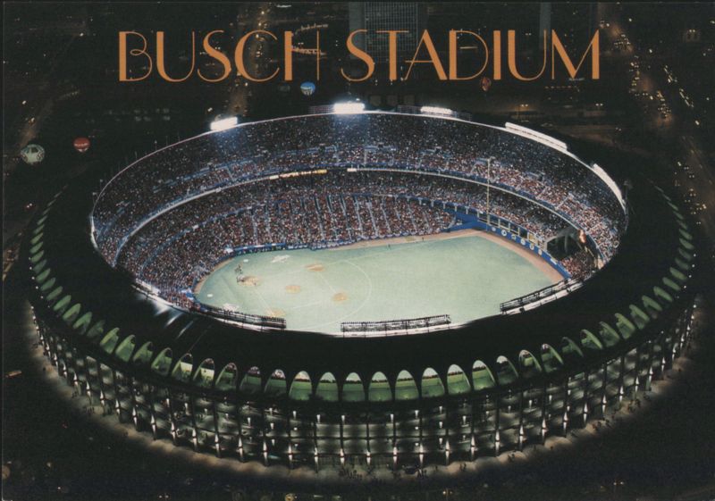BUSCH STADIUM Nighttime Aerial 1987 World Series St. Louis Missouri