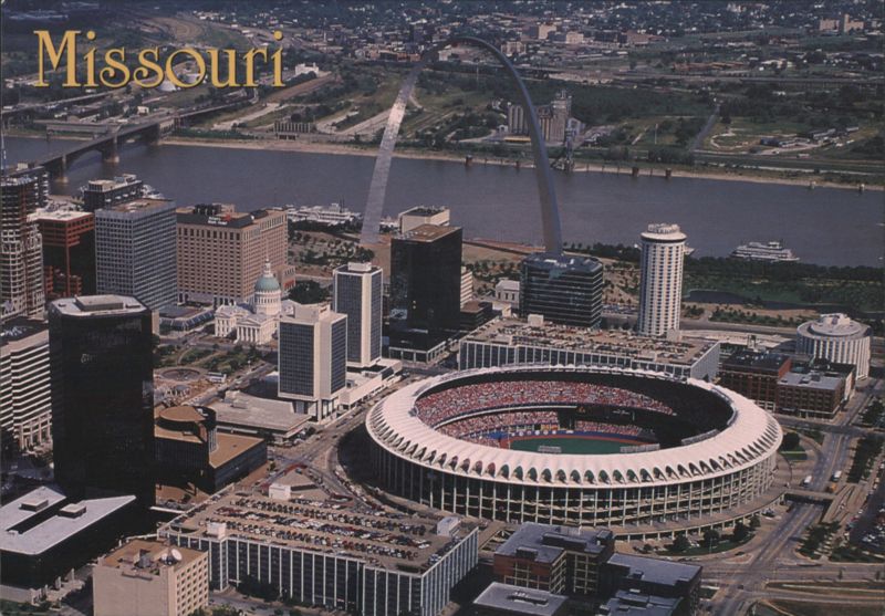St. Louis Gateway Arch & Busch Stadium II Aerial View Missouri