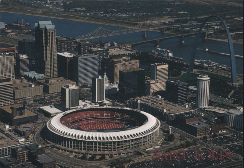 Aerial View Downtown St. Louis, Gateway Arch, Busch Stadium Missouri