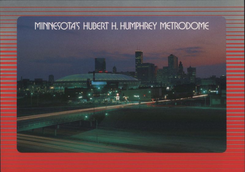 Minneapolis Night Skyline, Hubert H. Humphrey Metrodome Minnesota