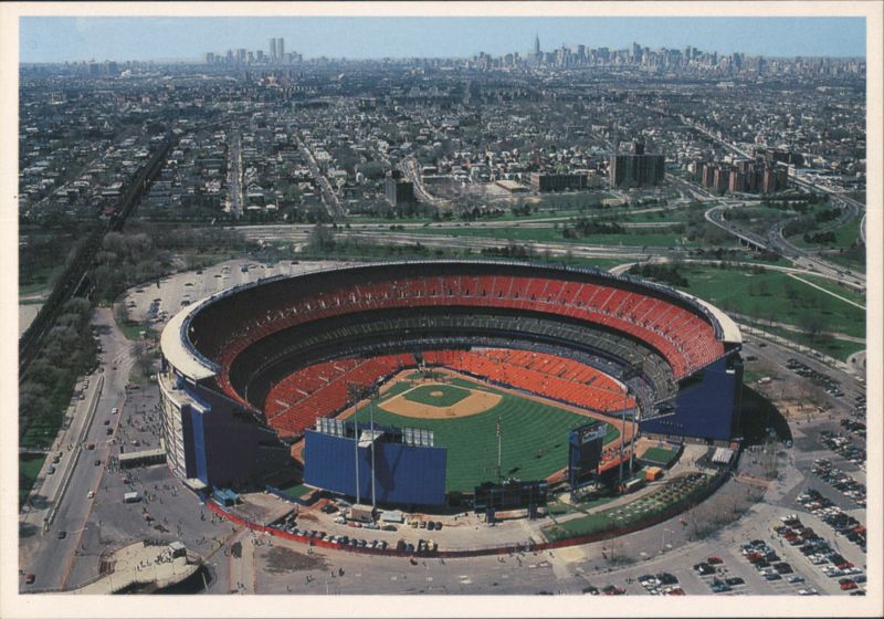 Aerial view of Shea Stadium, Flushing Meadows Park Queens New York