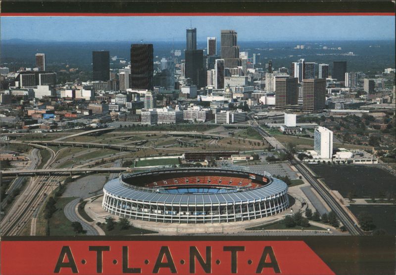 Atlanta Skyline & Fulton County Stadium Georgia Jim Doane