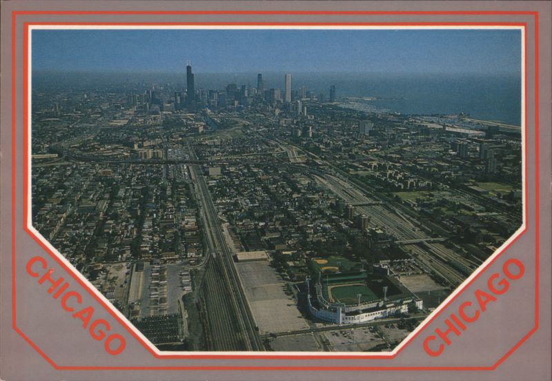 Aerial View Chicago Comiskey Park Skyline Lake Michigan Illinois