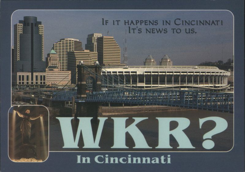 WKR? Cincinnati Skyline Riverfront Stadium Bridge Ohio