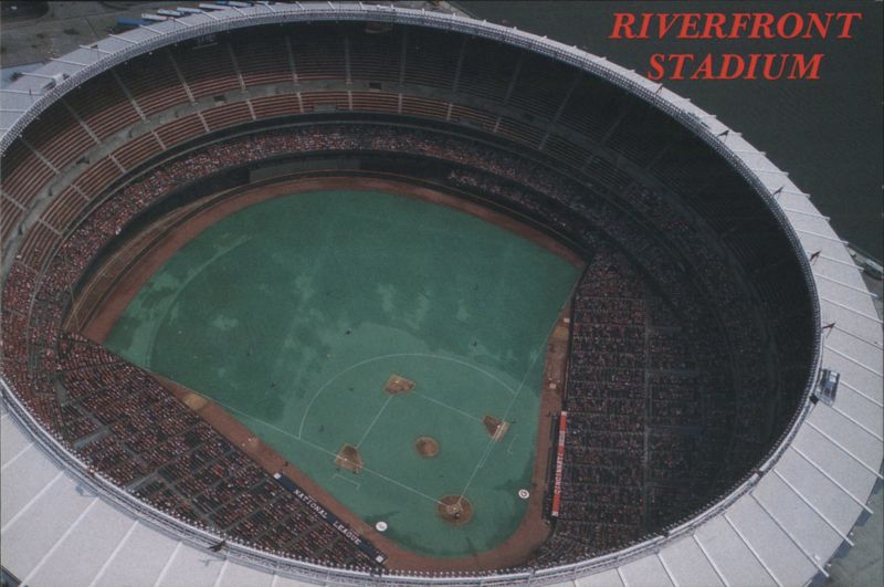 RIVERFRONT STADIUM Cincinnati Reds Baseball Game Aerial Ohio