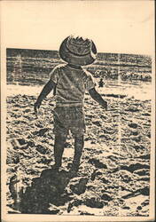 Child in Hat on Bethany Beach, DE, Grainy Texture Postcard