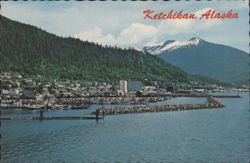 Ketchikan, Alaska Waterfront with Mountains Postcard