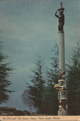 The Sun and The Raven Totem, Totem Bight, Alaska Postcard