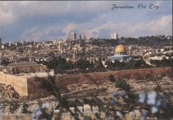 Jerusalem Old City, Dome of the Rock, Mount of Olives View Postcard