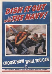 WWII Navy Recruiting Poster: DISH IT OUT with THE NAVY! Postcard