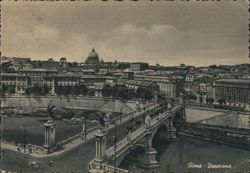 Rome Panorama, Bridge over Tiber, St. Peter's Basilica Postcard