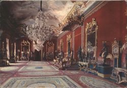 Madrid Royal Palace Throne Hall Lavish Interior Postcard