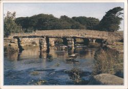 13th Century Clapper Bridge over East Dart River, Postbridge Postcard