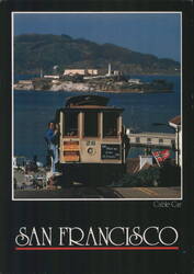 San Francisco Cable Car with Alcatraz Prison Island Postcard