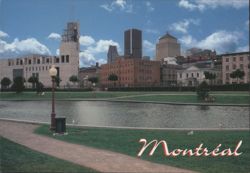 Montréal Park Pond with City Skyline Postcard
