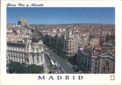 Gran Via y Alcalá, Madrid City View Postcard