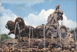 Cybele Fountain with Lions & Chariot Postcard