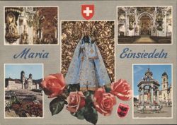 Maria Einsiedeln Abbey Black Madonna Switzerland Postcard