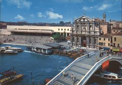 Venice Santa Lucia Railway Station Canal View Postcard