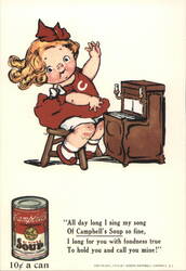 Campbell Kid Sings for Soup, 10¢ a Can Postcard