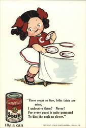 Campbell Kid Setting Table, Campbell's Soup 10¢ a Can Postcard